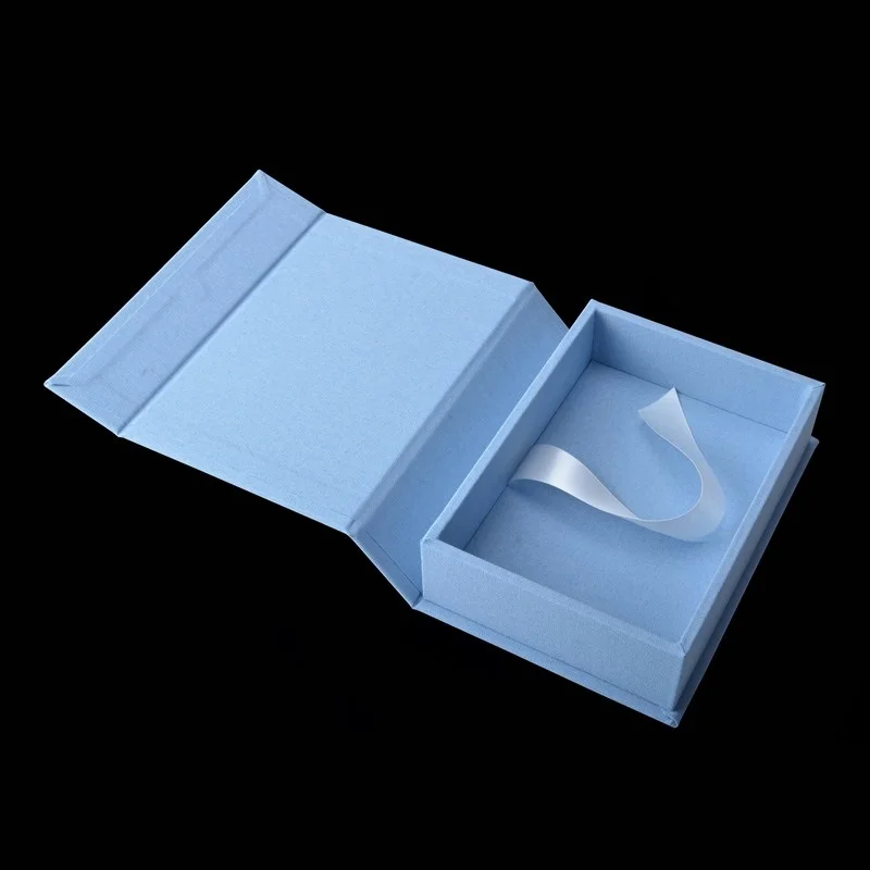 factory custom fabric velvet cloth linen portrait photo print album ribbon storage gift box for mat board