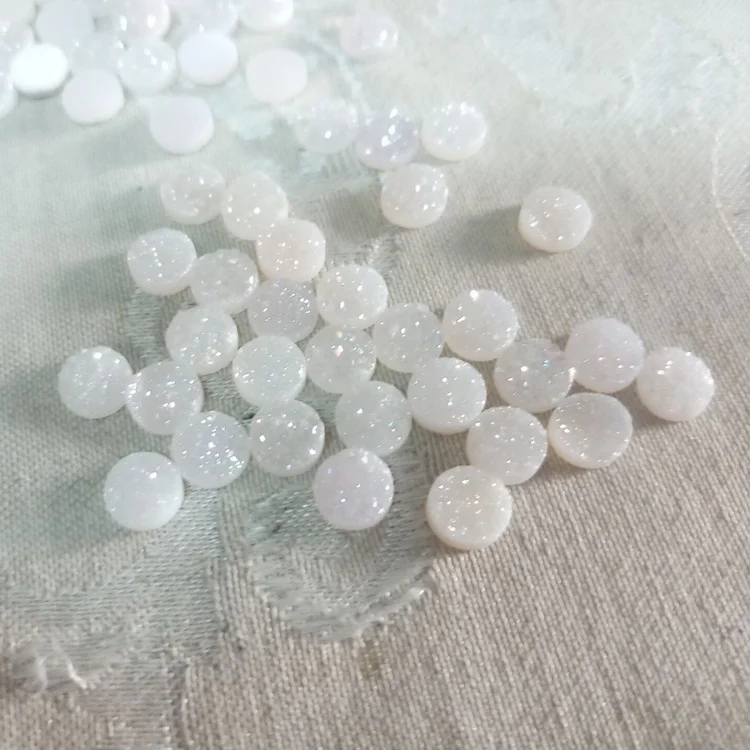 New fashion flat 6mm round opal white color pave natural druzy beads onyx beads for earring jewelry