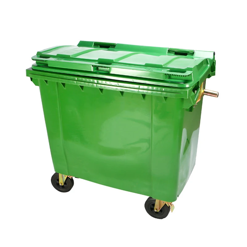 Outdoor Large 660L Plastic Garbage Bin with Wheels Street Community Garbage Container with Lid Recycle Waste Bin