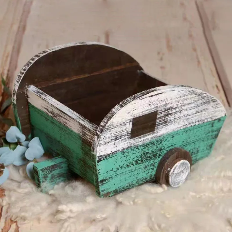 Newborn Baby Car For Photography Props Wooden Vintage Posing Car Mini Bus Fotografia Accessories Studio Shooting Props