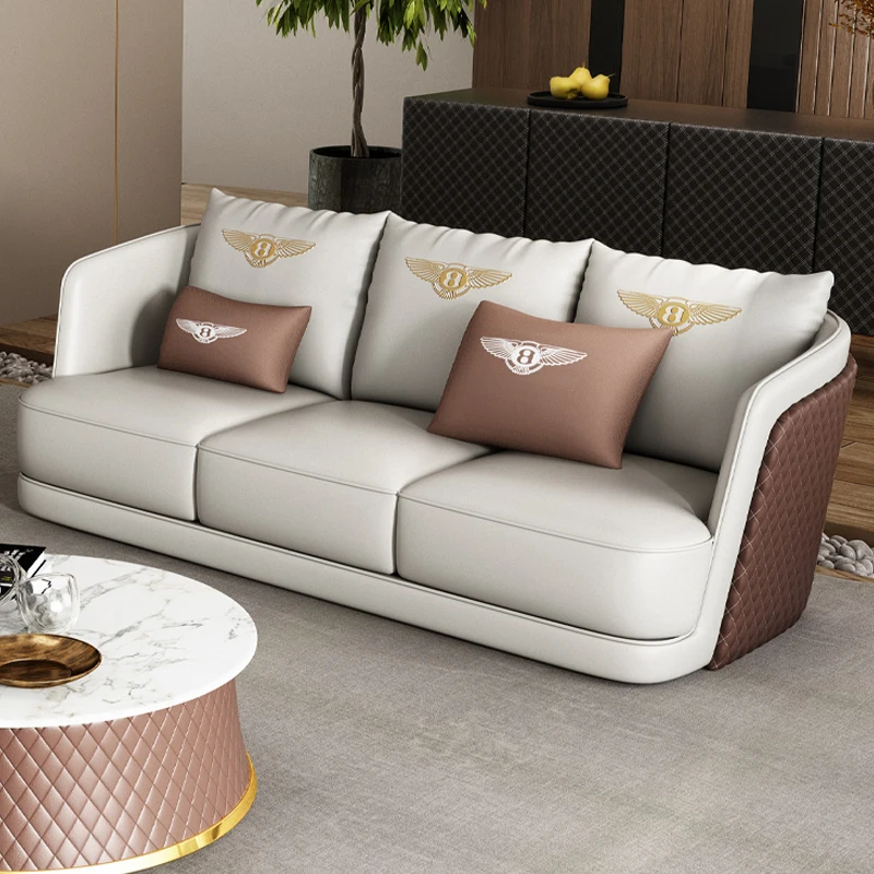 High quality living room leather sofa sets stylish modern hotel lounge 3 seats living room furniture sofa vip room for home