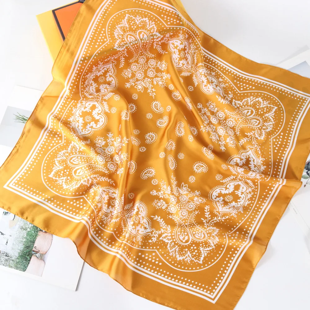 for Women Girls Cheap 100% Polyester Red Blue Orange Neckerchief Head Wrap 27.5x27.5inch  Paisley Satin  Slik Scarf Bandana