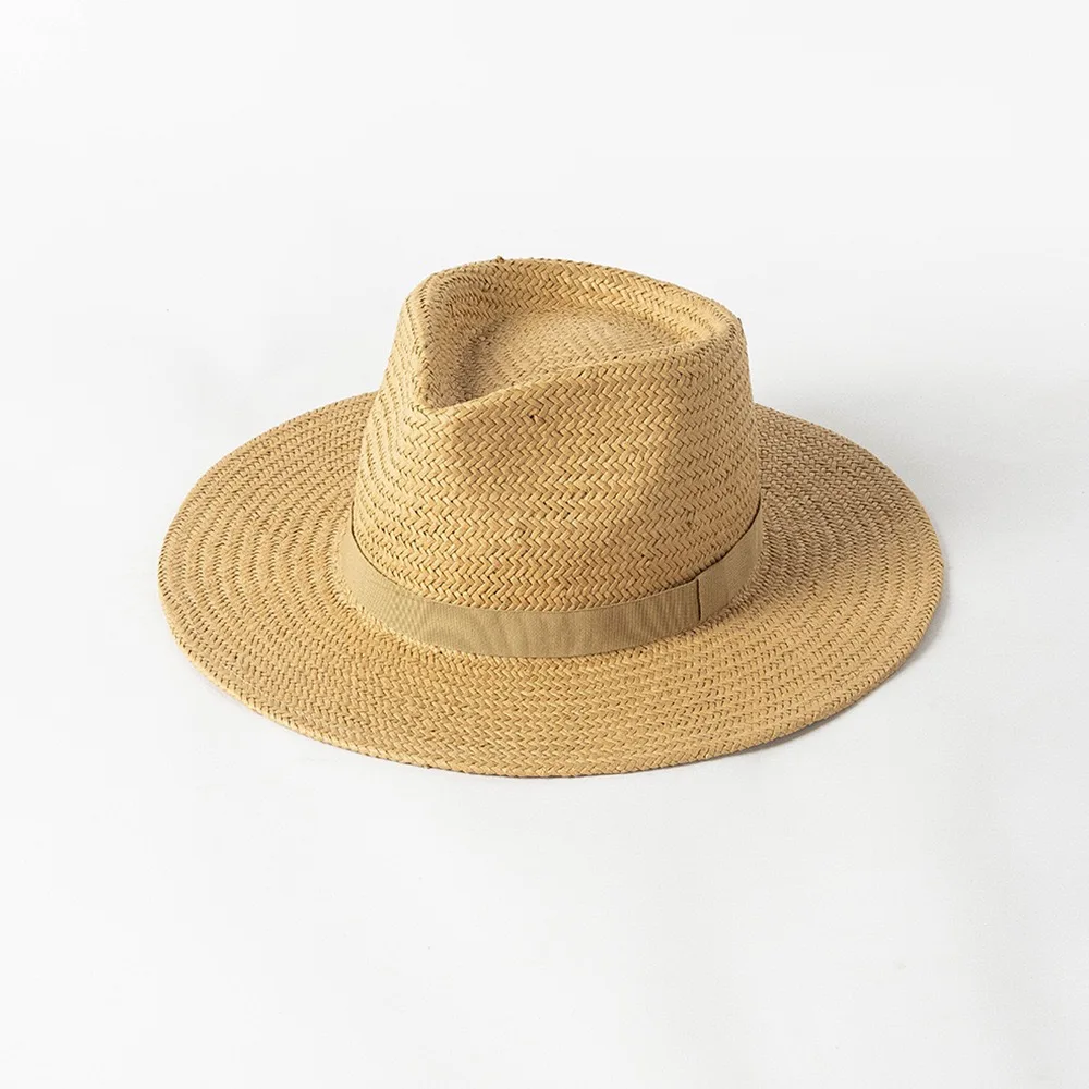 2023 Summer New High Quality Unisex Fedora Hand Weave Paper Straw Panama Hat for Men Outdoor Sun Shade