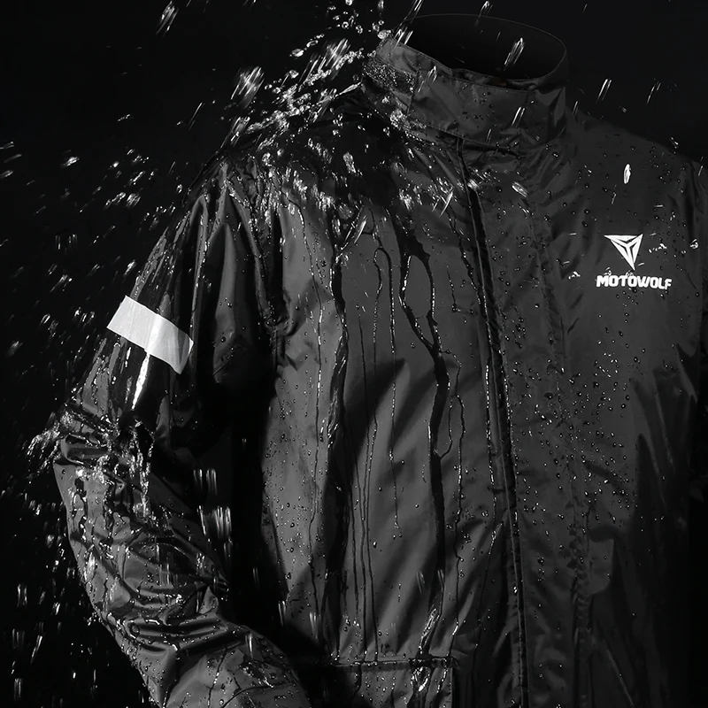 
MOTOWOLF Factory Custom Rain Coat With Pants Bike Polyester Motorcycle Waterproof Rain Suit For Mens 