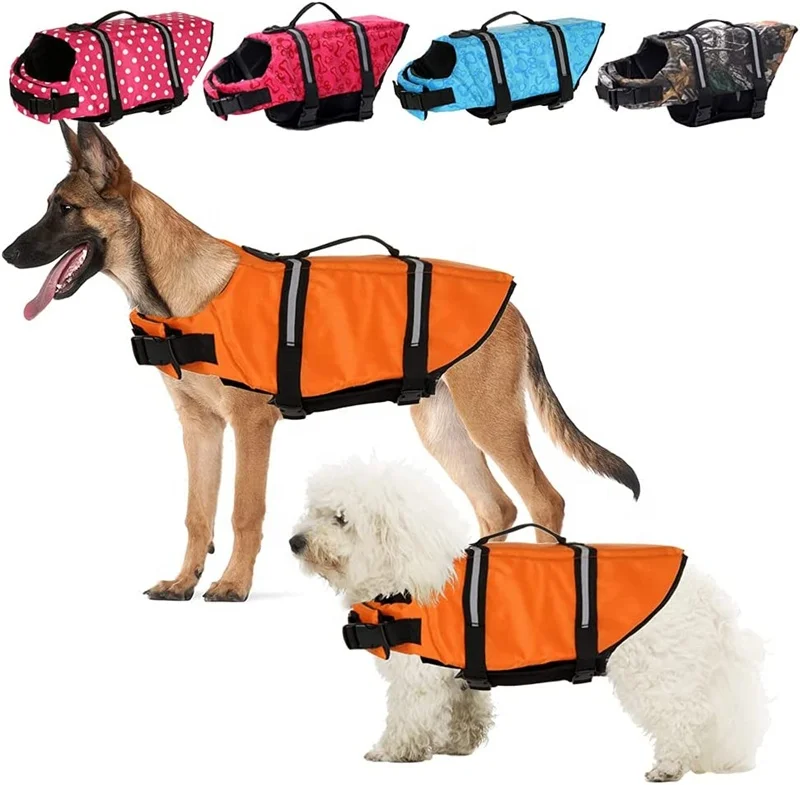 Pet Dog Swimsuits Swimming Preserver Reflective Vest Outdoor Life Jackets for Pets T-shirts Cute Summer Oxford Cloth Lamb CN;ZHE