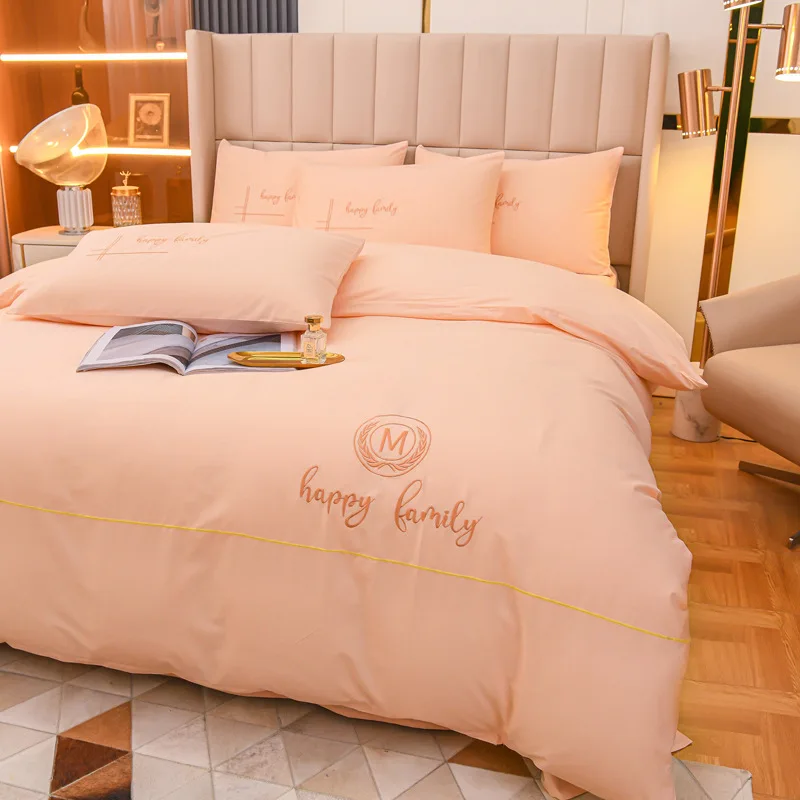 tradition design luxury sheet sets bedding wholesale duvet cover embroidered 100% cotton  4pcs bed sheet  with pillow case set