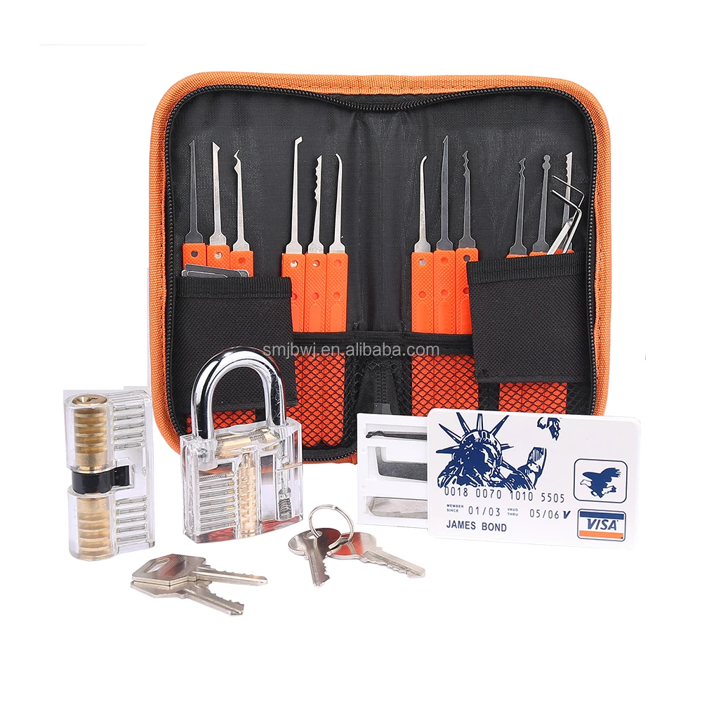 
Hot sale factory directly locksmith suppliers lock picking door tools lock pick set 17pcs with practice lock instructions 