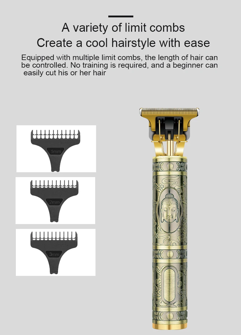 DALING DL-1305  rechargeable hair trimmer t9 Buddha dragon head hair clipper electric razor knife retro oil head hair clipper