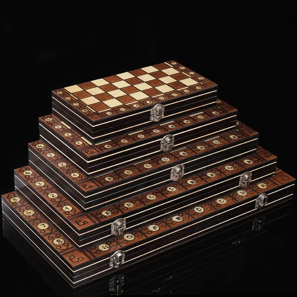 Factory Direct sales Wood magnetic chess 3-in-1 suit portable foldable educational competitive board game toy