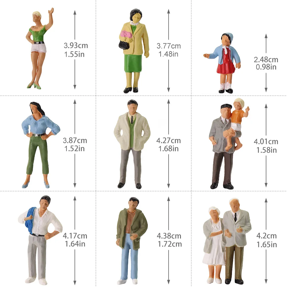 P4310 Model Train Railway Different Poses 1:43 O Scale Standing Painted Figures People