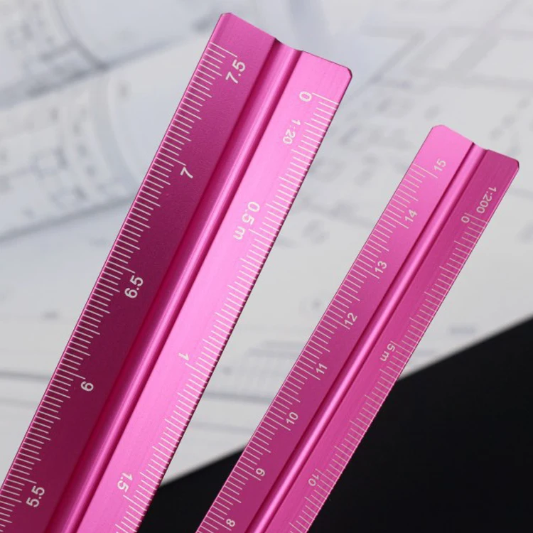 Factory Custom Cheap Black Aluminum Architect Scale Triangular Scale Ruler For Engineers