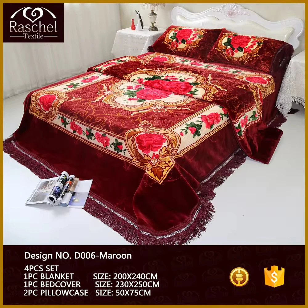 King Size Heavy Korean Mink Blanket 200*230 7kg 2Ply Thick Raschel Printed Mink Blanket For Bed Home