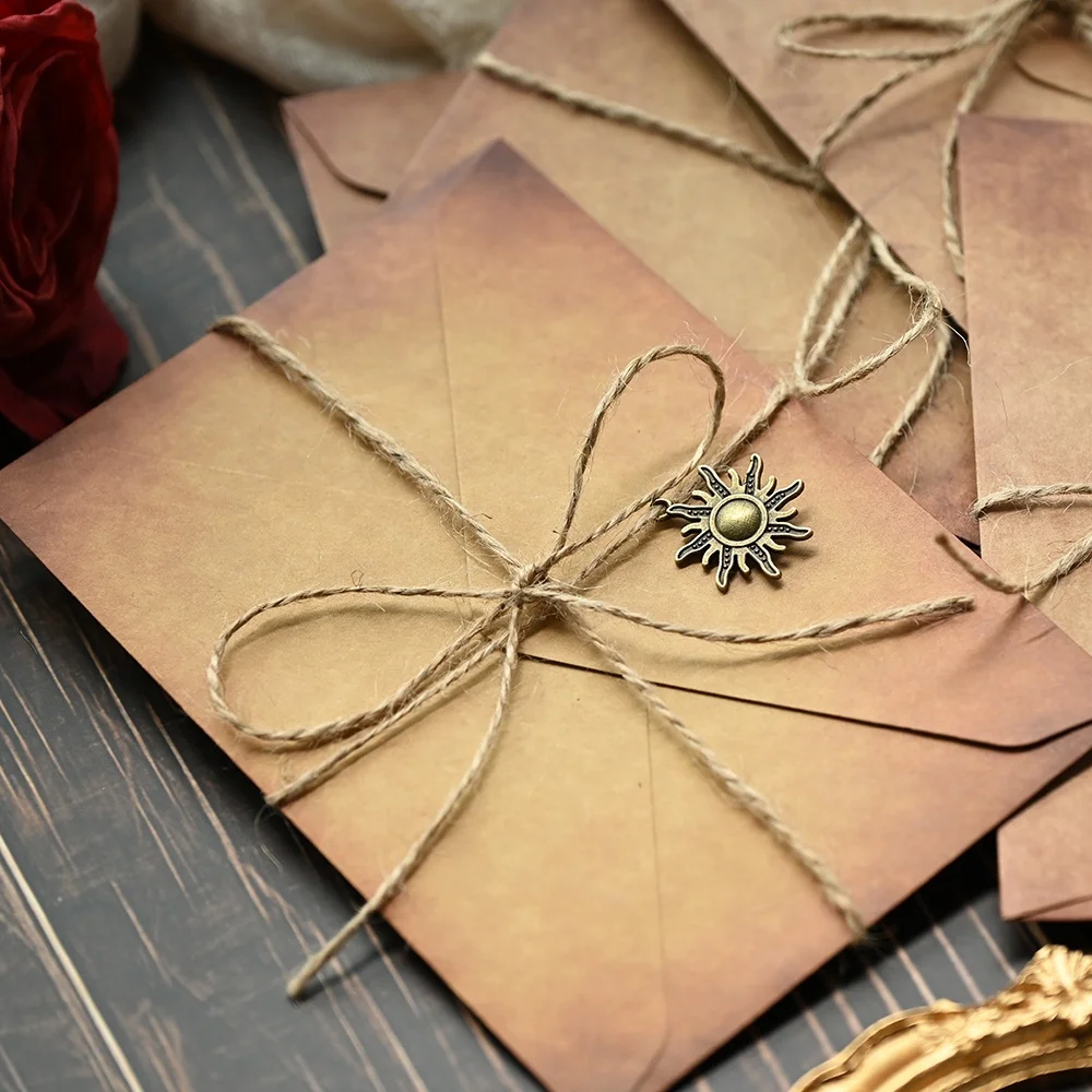 Customized Vintage Metallic Decorated Paper Jewelry Envelope Custom Writing Letter Set Wallet envelope Design