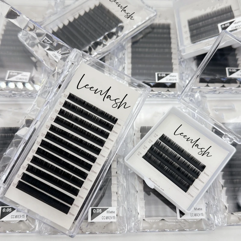 Matte Black 0.03 Cashmere Volume Korean Lash Trays Wholesale Korean Velvet Classic Cashmere Lash Extensions