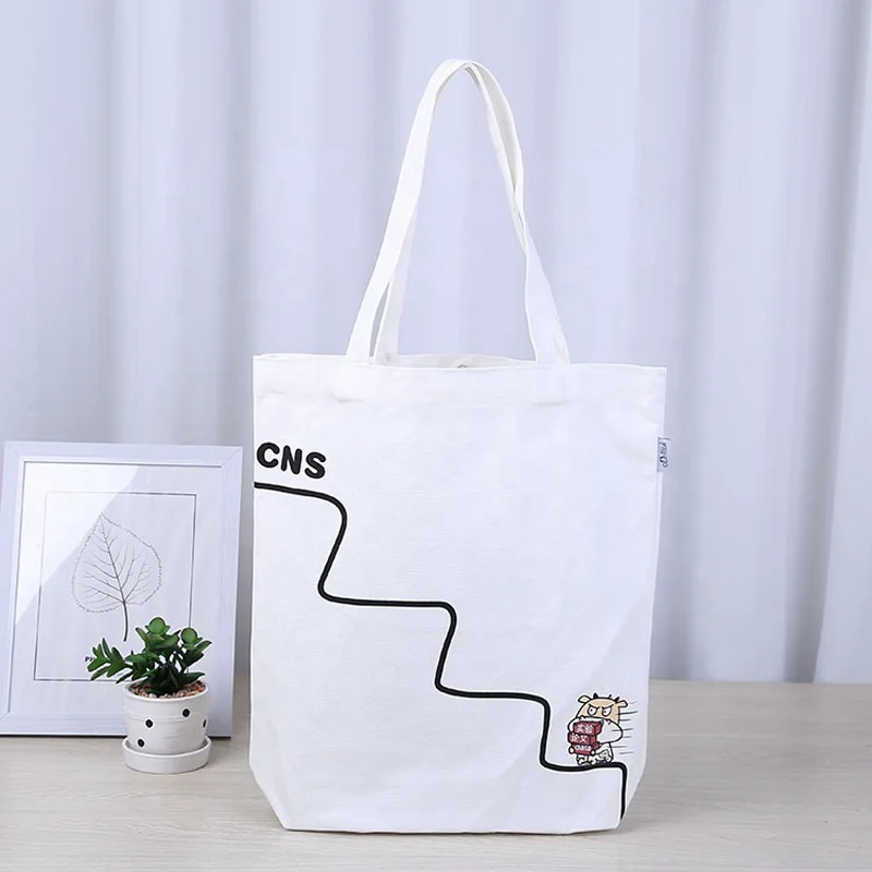 Color Printing Double-sided Canvas Tote Bags Reusable Cotton Linen Shopping Grocery Storage Handbags