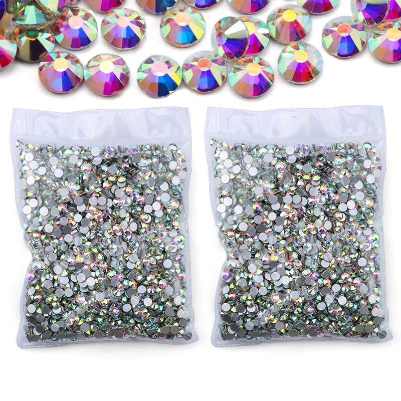 Wholesale Bulk Ab Dmc Quality Stone Flat Back Hot Fix Glass Crystal Rhinestones