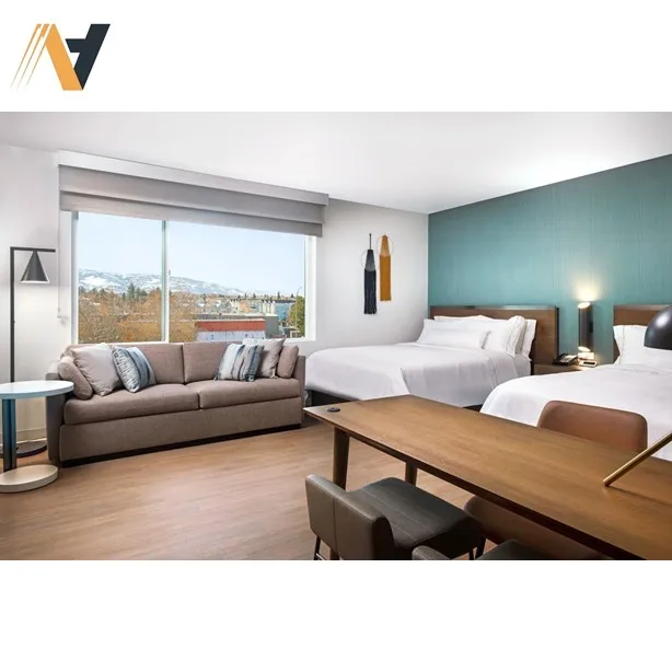 IHG Style Luxury Modern and Antique Bedroom Furniture Sets Customized King-Size Wood Bed for Home and Hotel Guest Houses