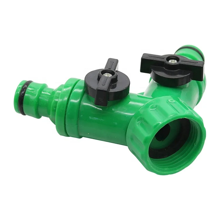 Plastic 3/4 inch Y Quick Connector 2 Way Garden Hose Splitters With Valve Faucet Adapter