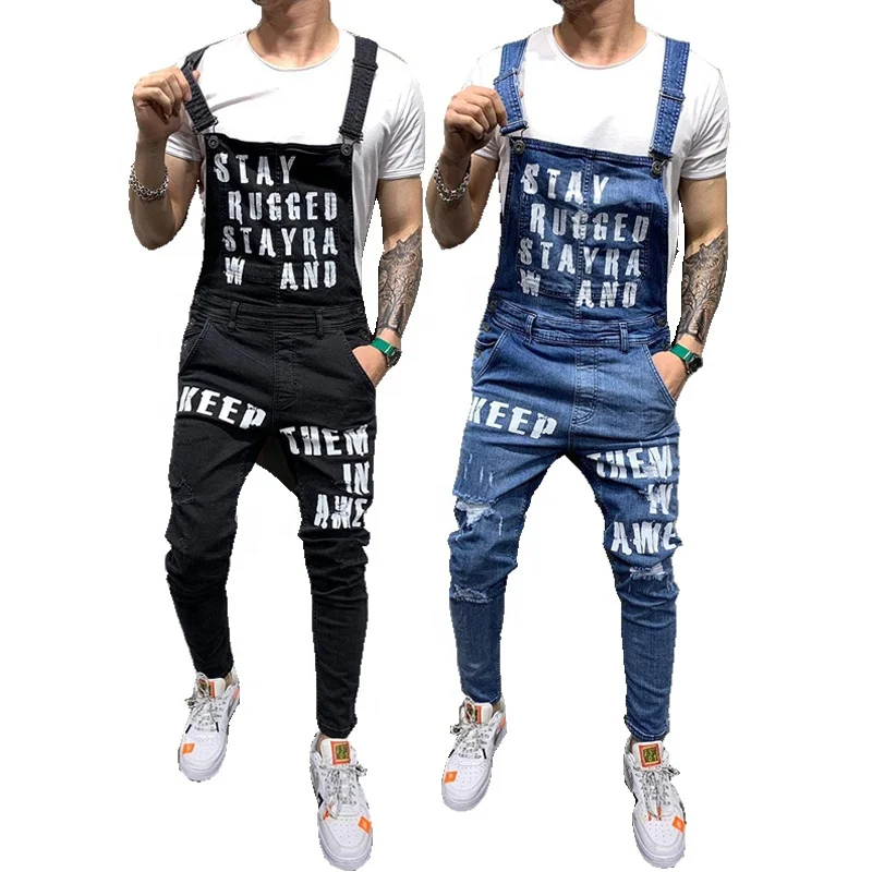 oa payment Cowboy denim style high quality men custom jean overalls jumpsuit jeans for men slim fit denim jeans MJ092