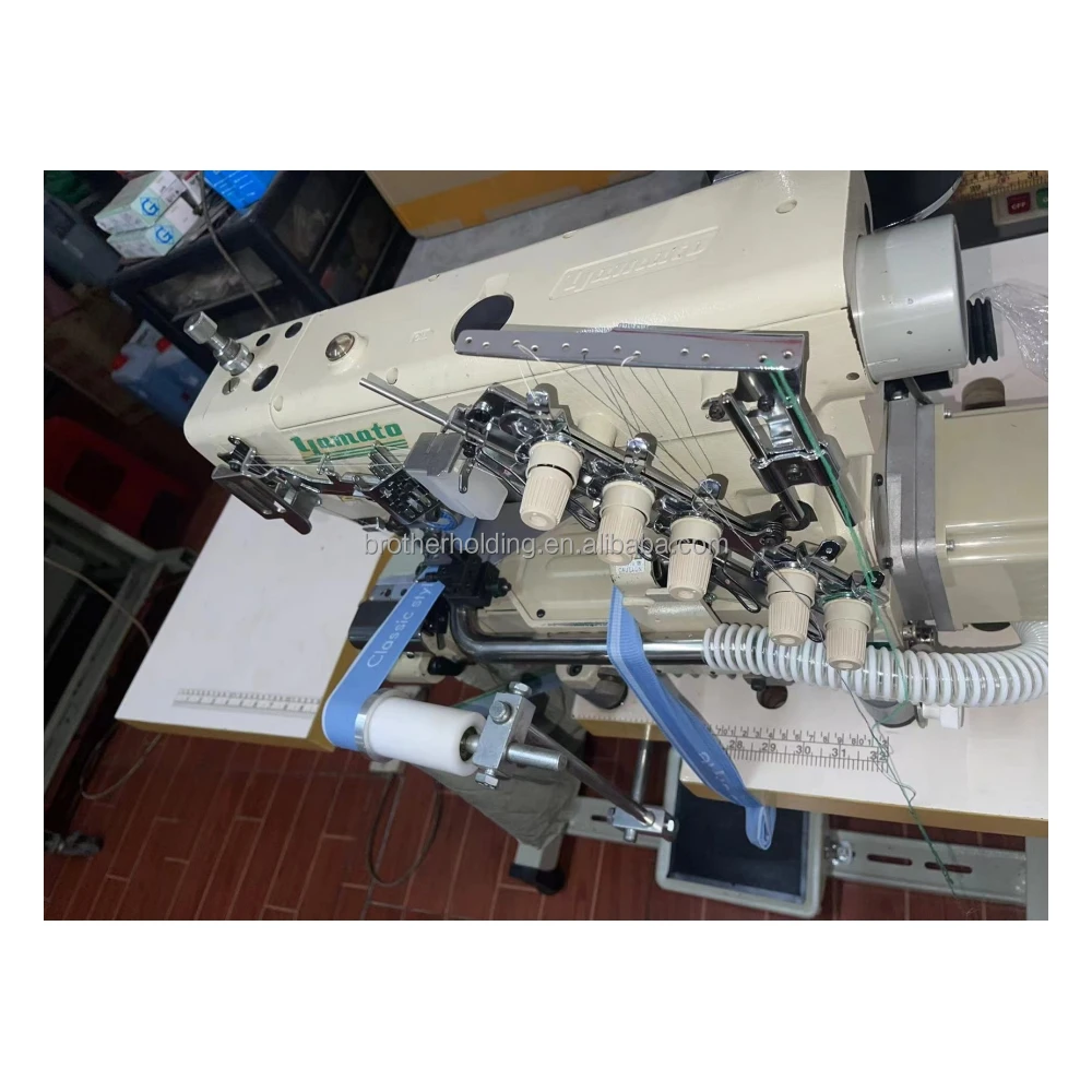 Used Yamato VG2735 Cylinder Bed Interlock Stitch Machine for Attaching Elastic Band