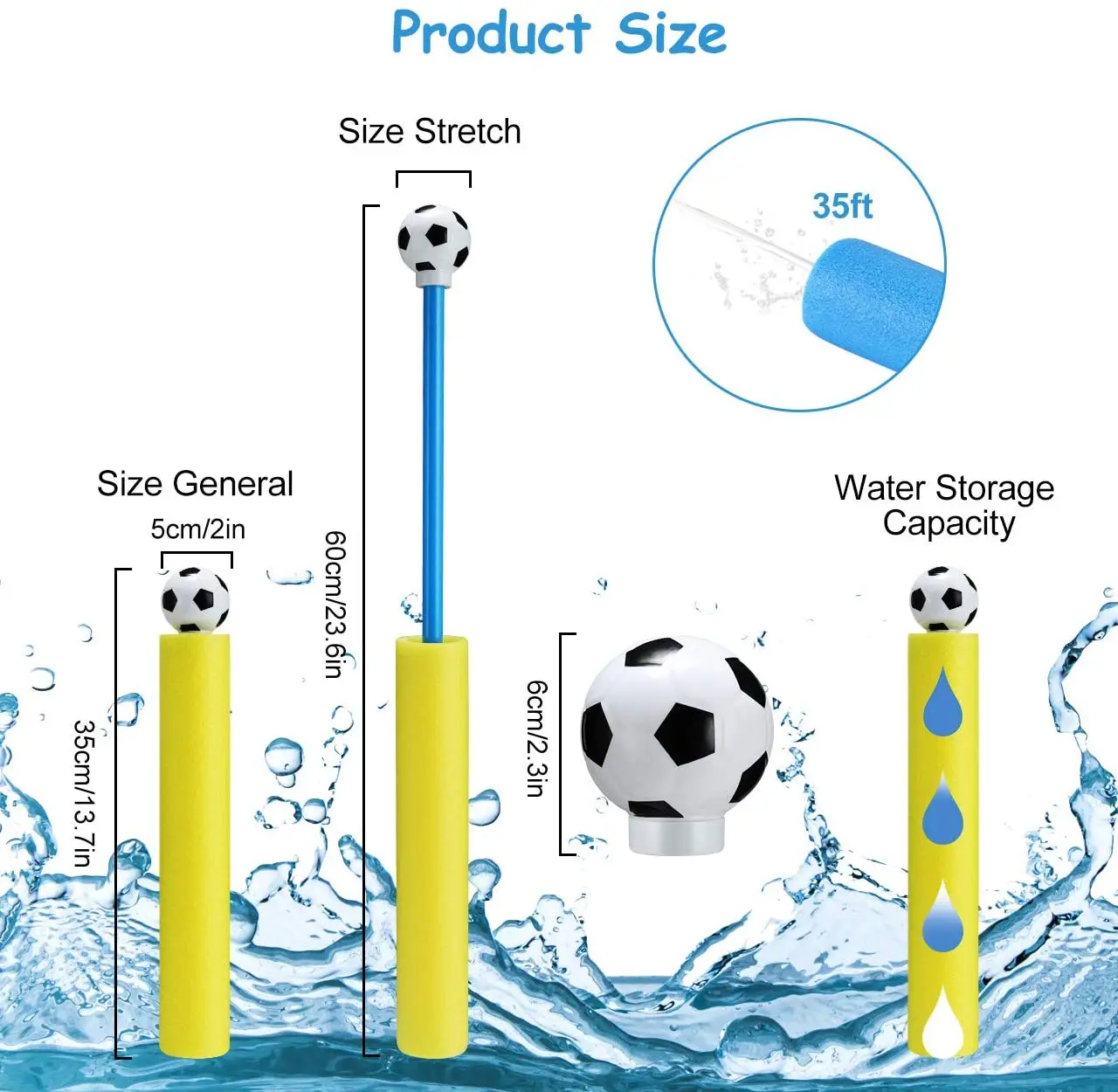 Water Gun Pool Toys for Kids Ages 8-12 35.6FT Long Shot Squirt Gun for Adults Kids Foam Water Toys for outdoor