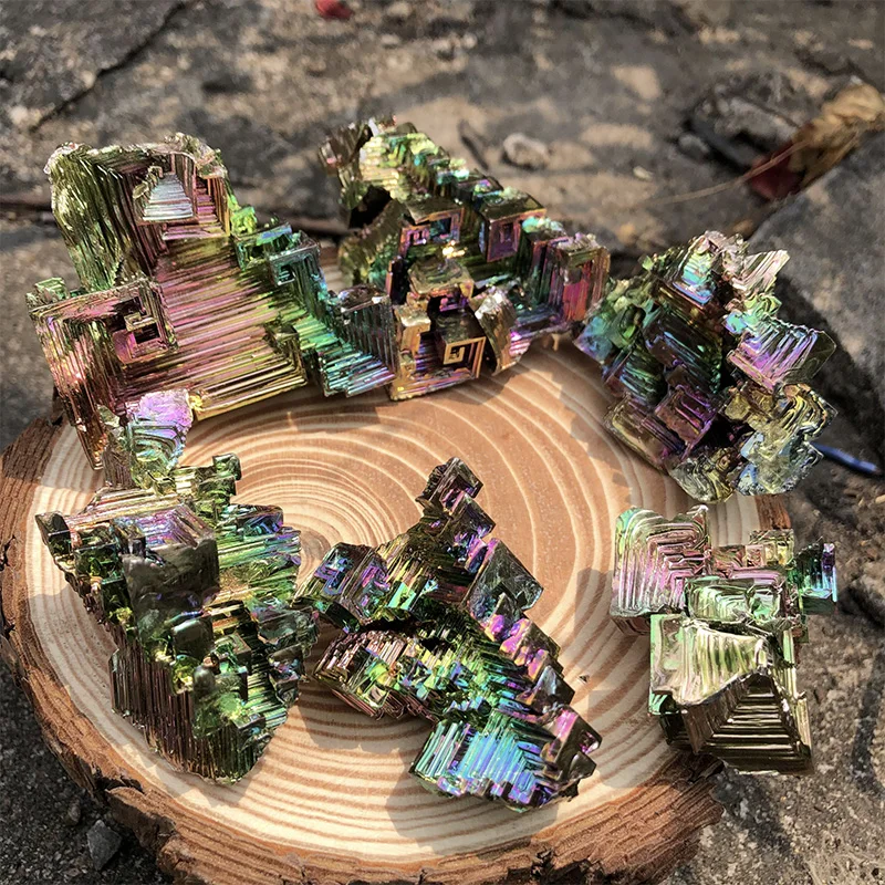 Natural Titanium Bismuth Home Furnishing Decoration Charm Irregular Specimen Metal Crystal Bismuth Gemstone