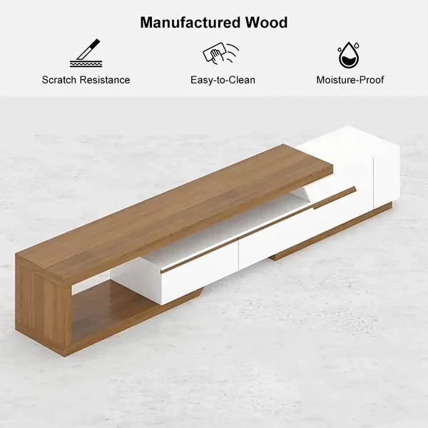 Nordic Style Telescopic Living Room Furniture Modern Extendable Storage TV Stand