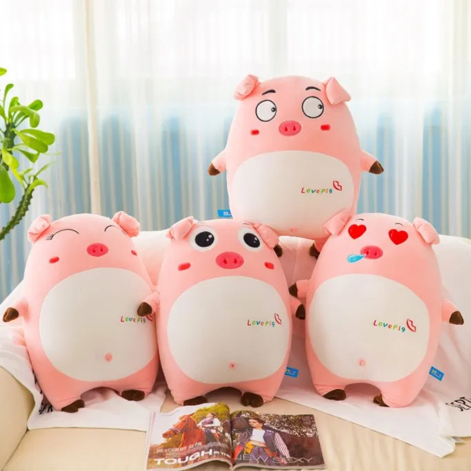 2023 customize logo girls Pink pig with Emotional Plush Stuffed toys floor pillow