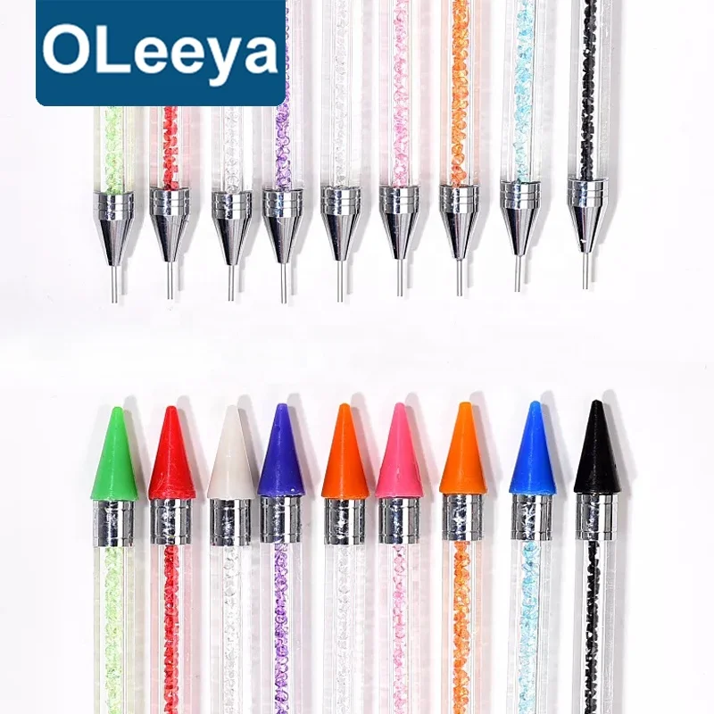 Factory Nail Rhinestones Pick Up Pencil Dual Ended Wax Dotting Pencil 2 head Wax Picker Pencil for Manicure