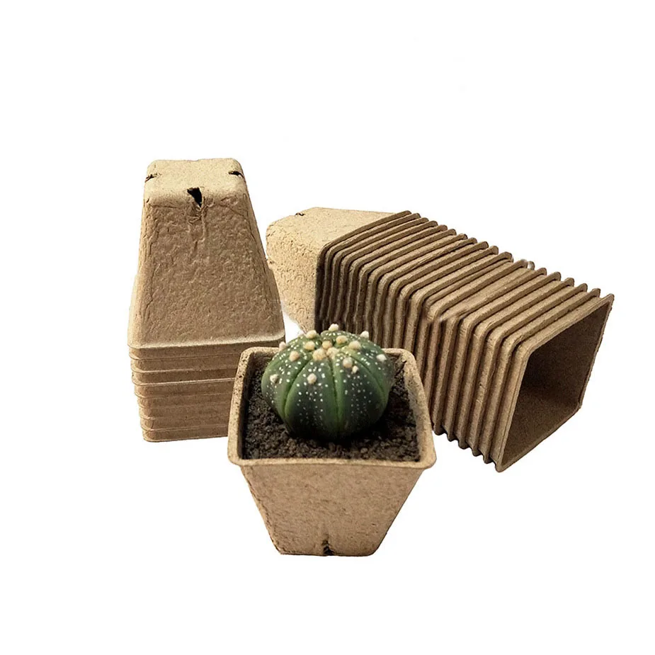 6 cm Square wholesale 100% Organic eco friendly Biodegradable Flower Seed Starter Peat Pots for seedlings