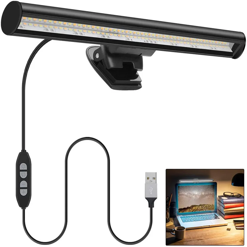 
USAMS настольная подсветка для чтения с защитой глаз, регулируемая яркость, подсветка с клипсой, компьютерный монитор, игровой светильник 