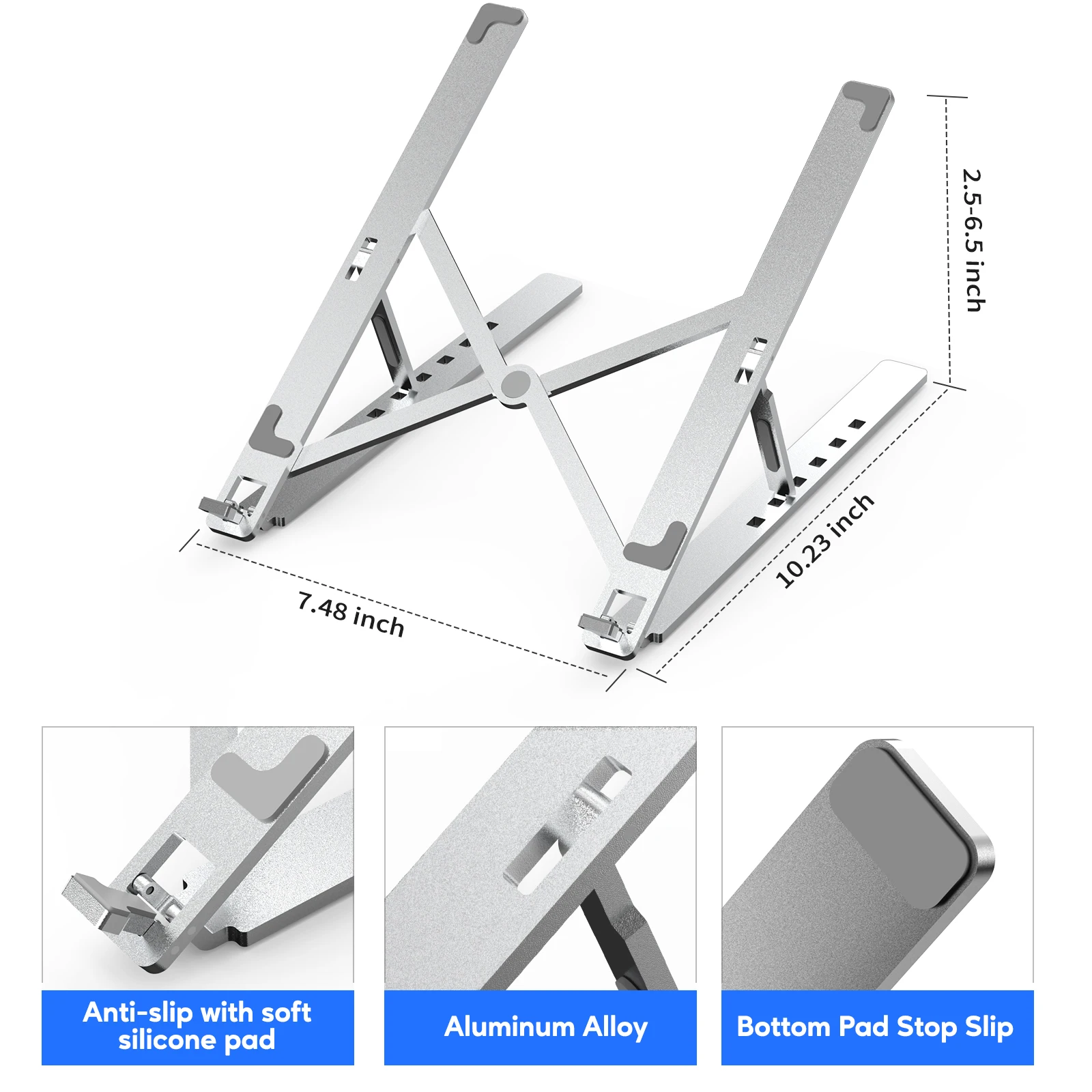 Aluminum alloy adjustable folding tablet and phone holder portable desk laptop tablet pc stands