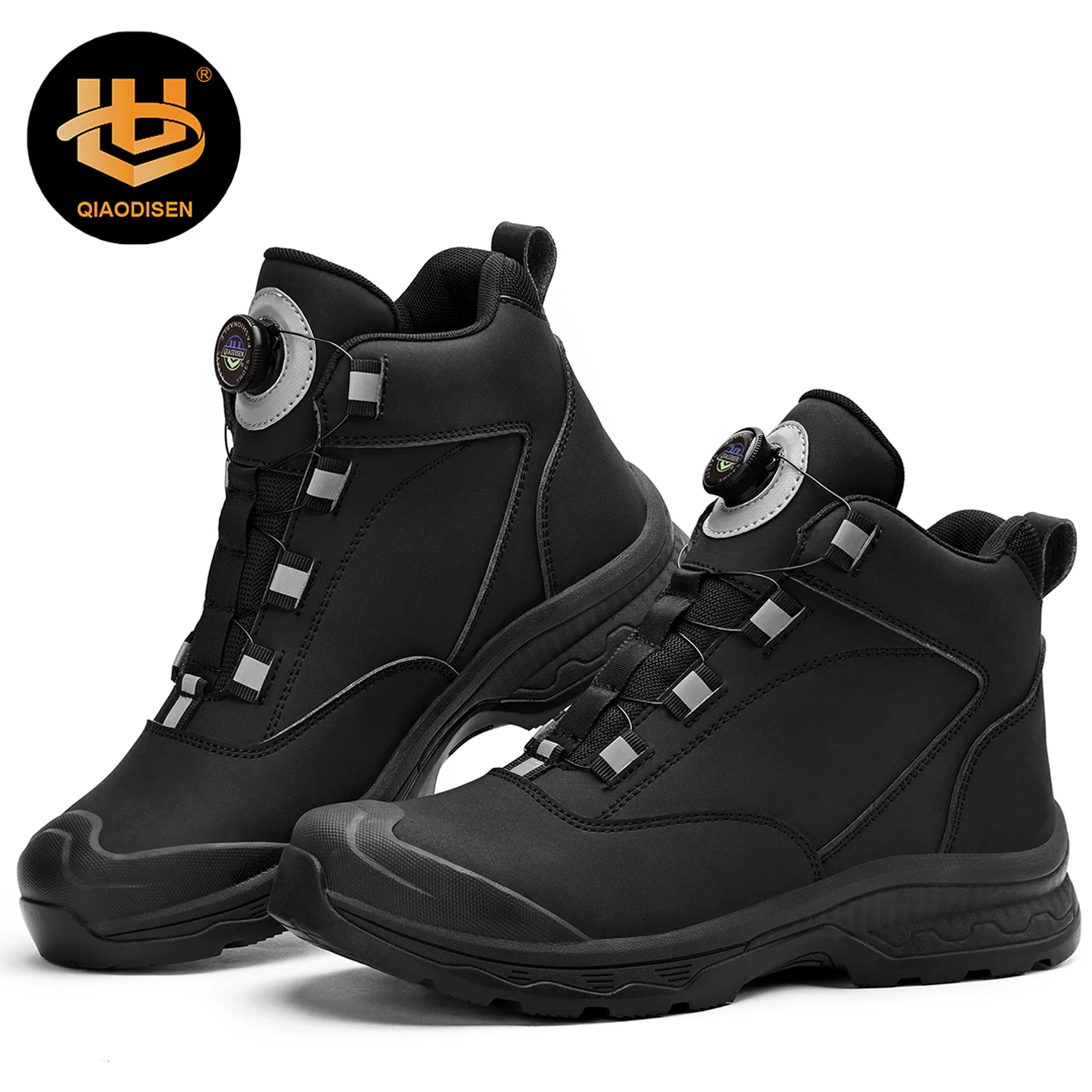 Qiaodisen brand anti puncture oil resistant Rubber outsole black safety shoes for men and women
