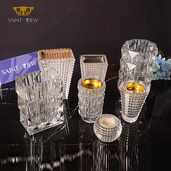 Incense Burner Crystal Unique Bukhoor Decoration High Quality Transparent Color Glass With Metal Plate