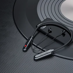 Hot selling type-c charging large battery capacity digital display bt necklace headset sport hanging neck earphone