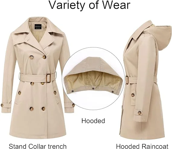 AQTQ  Wholesale Fashion New Spring Autumn Ladies Overcoat Long with Belt Trench Coat Slim Outerwear Coat For Women