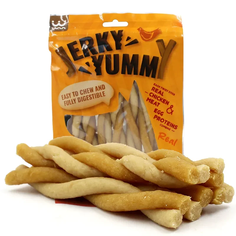 OEM Factory Wholesale Price Double Twist Stick Jerky Chews Pet Food Real  Chicken and Duck Meat 100G Pack Dog Snacks Dogs Treats