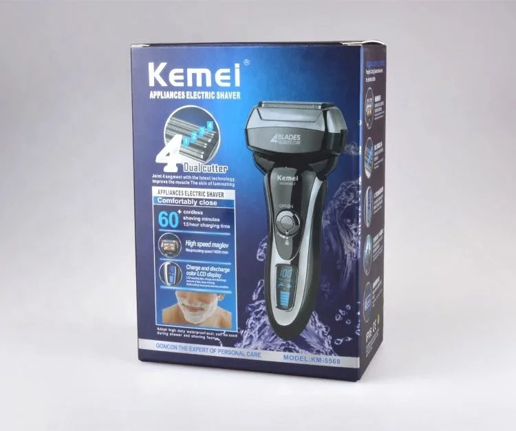 Аккумуляторная бритва Kemei KM-5568 для мужчин с ЖК-лезвием и возвратно-поступательным