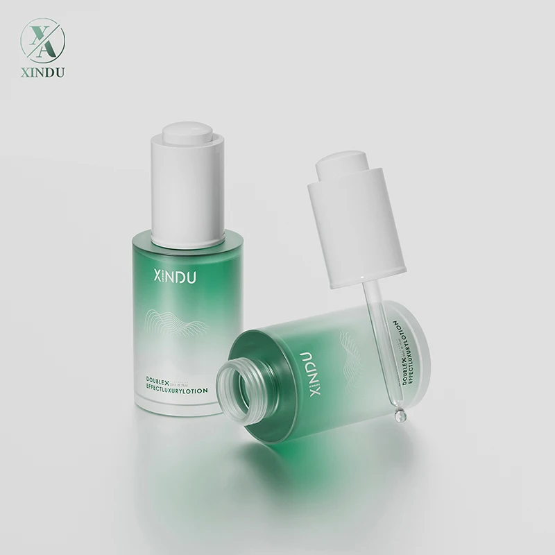 Wholesale luxury skincare packaging set empty lotion pump glass bottle and jar cosmetic cream bottle with plastic pump