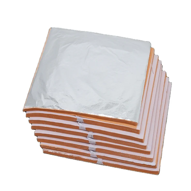 14*14cm 25 pieces per booklet Italy imitation silver foil paper  for frame cersamics Buddha home decoration gold sheet