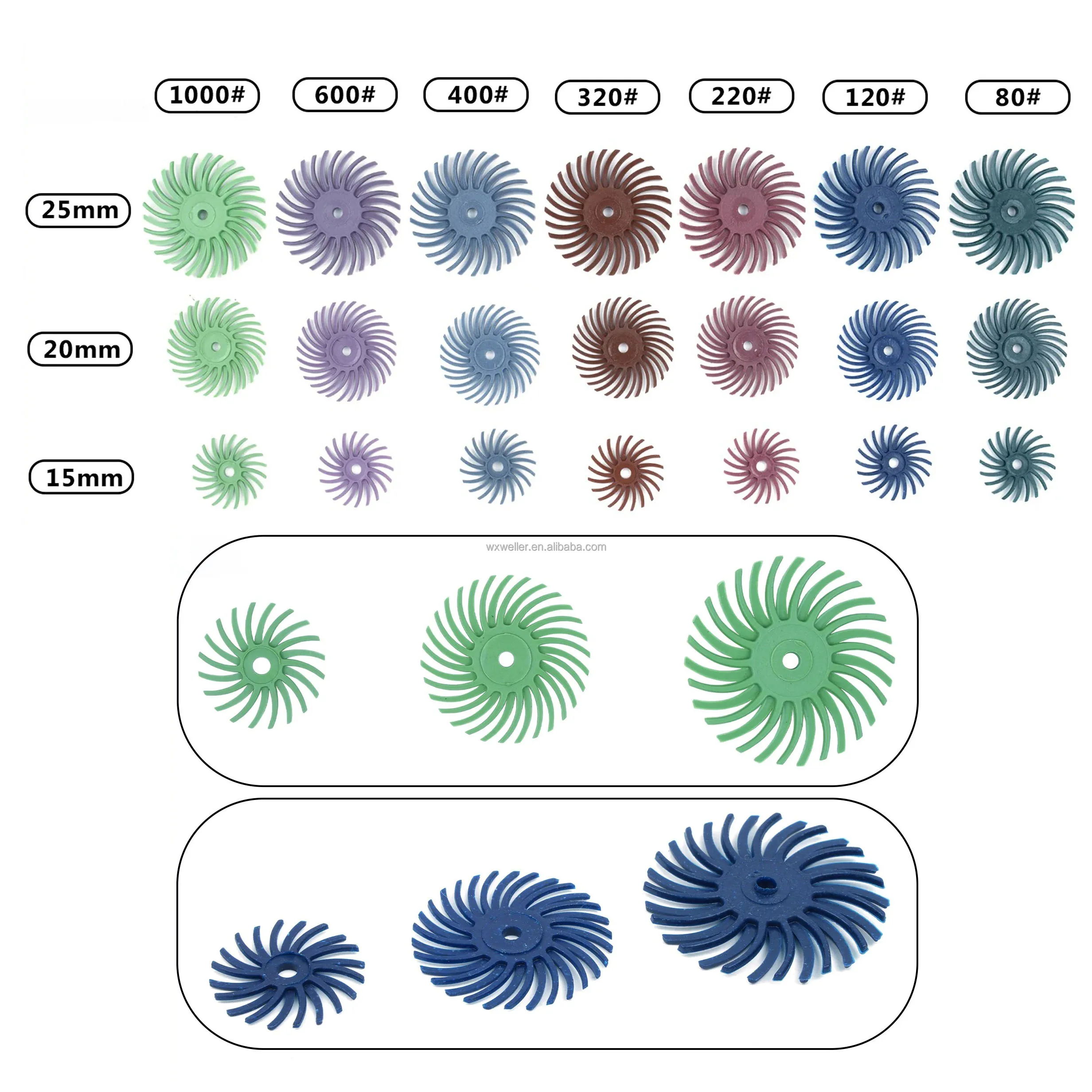WELLER абразивные диски для зубоврачебных 3 м радиальные щетинные 120 #