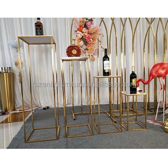 Event Supplies Decors Back Drop Flower Wall Stand Cake Table Wedding Gold Metal Plinth