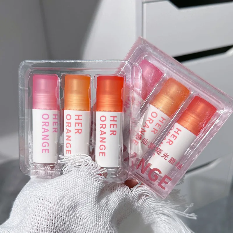 HERORANGE three per package Matte Velvet Lip Glaze set nude color series no stain on cup white air feeling lip mud set