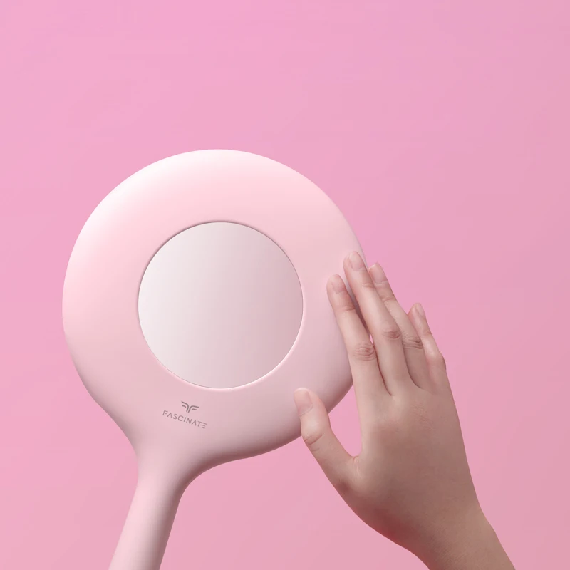 Beauty hack led makeup mirror 360 rotating standing & hand held makeup mirror with lights