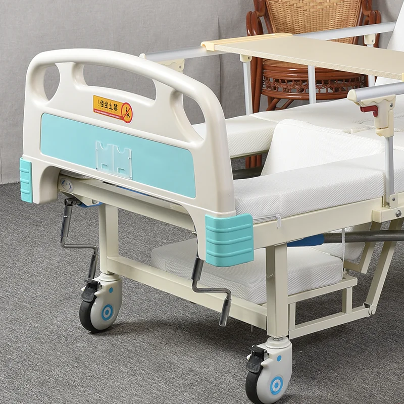 Manual home care patient bed nursing medical equipment 3 crank manual hospital bed with toilet