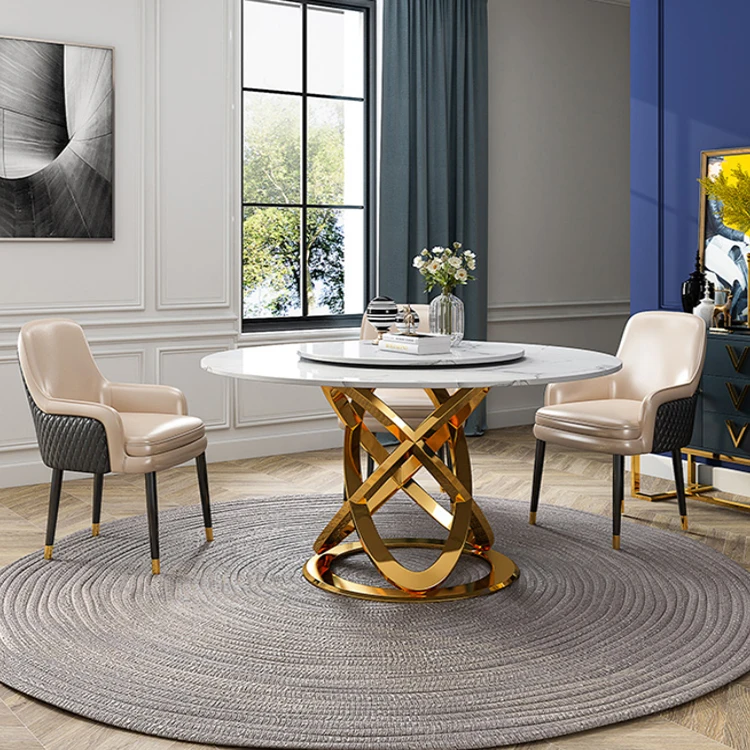 Nordic style Modern Sintered Stone Dining Table Set Porcelain Dining Room 6 seater Table