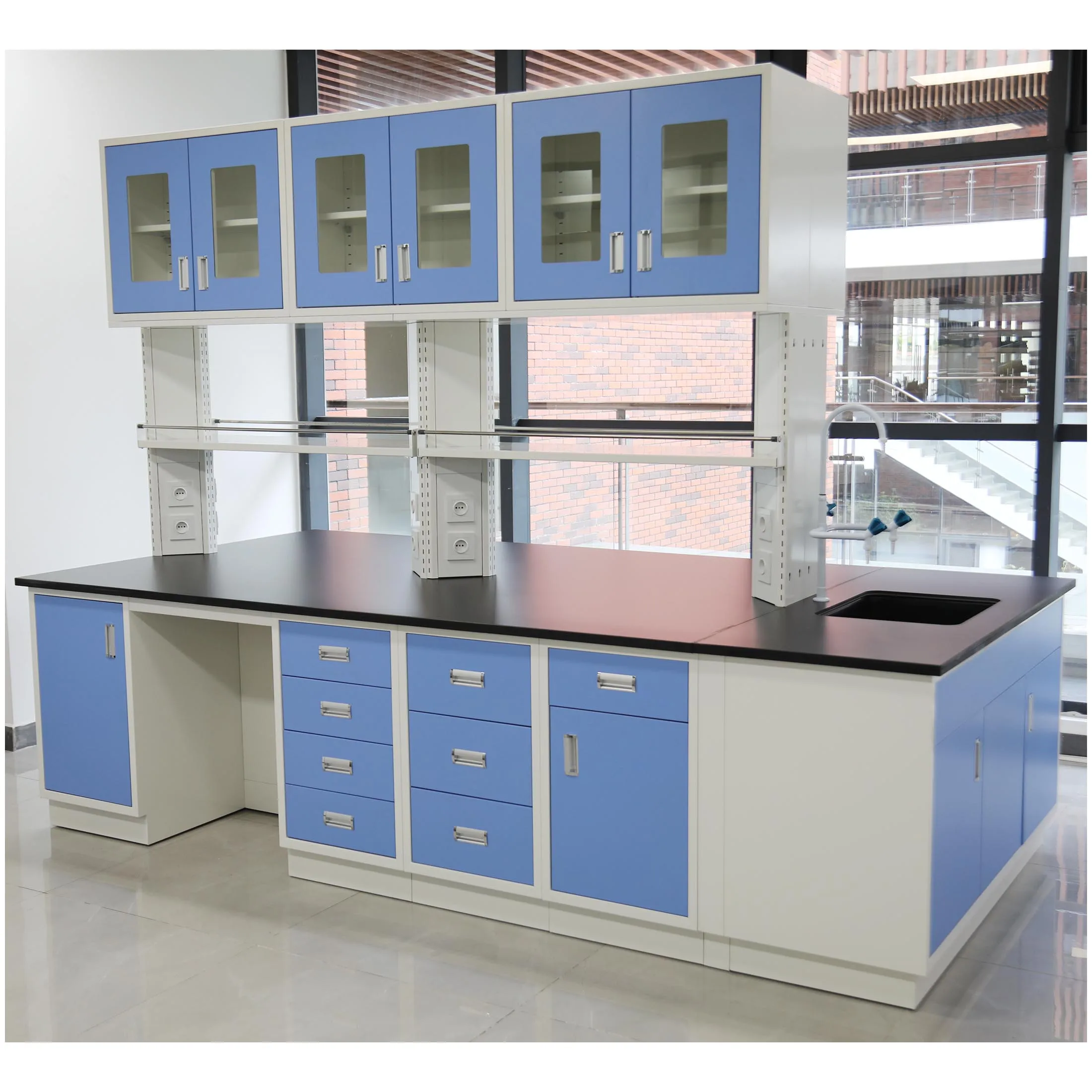 Лабораторная мебель лучшего качества столы для лаборатории настенная скамейка с настенным шкафом больше места хранения