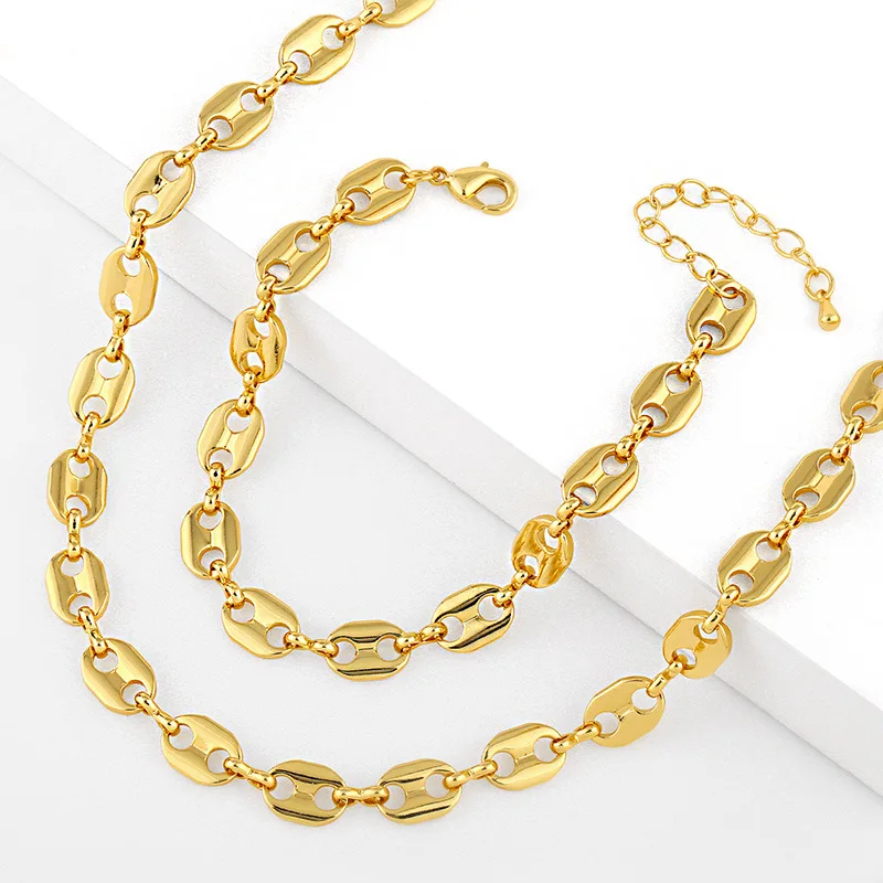 
Hip Hop Trendsetter Cold Wind Ins Pig Nose Necklace European And American Net Red Versatile Smooth Metal Clavicle Chain 