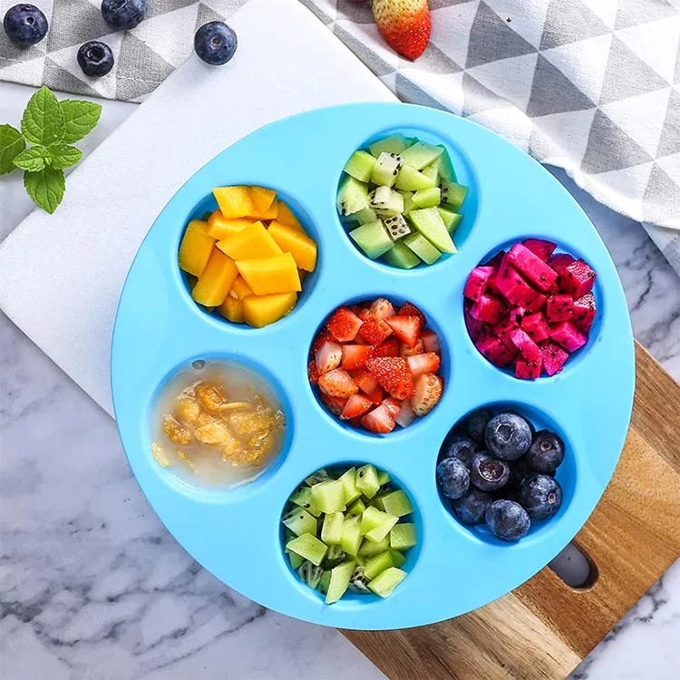 Creative 7-hole silicone ice mold for baby food storage container