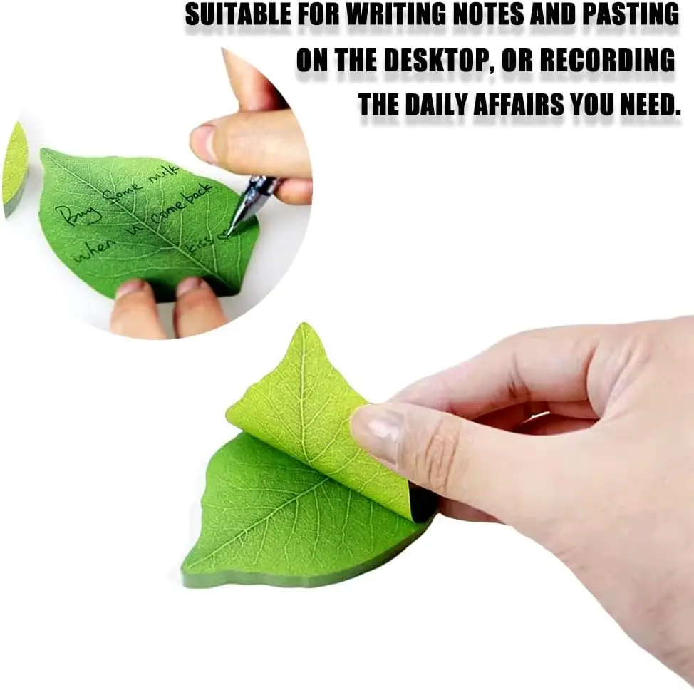 Simple Green Leaf Sticky Stationery Anime Self-adhesive Note Memo Pad Reminder Note DIY Decoration for Home Wall Photo Wall
